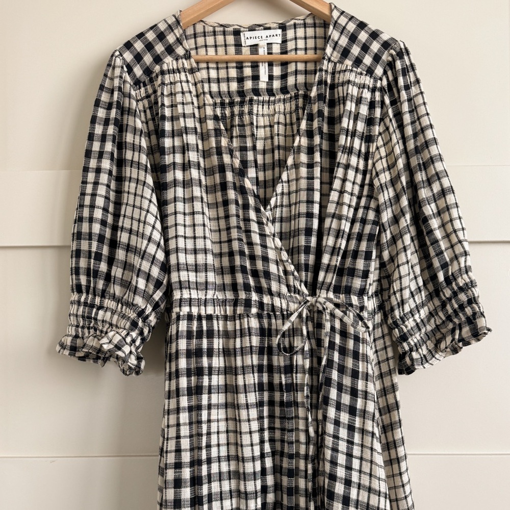 Apiece Apart Lucinda Wrap Dress - Plaid - L